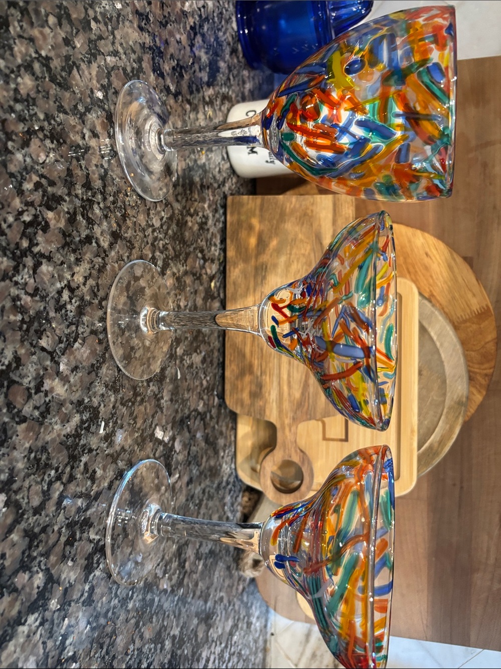 Hand-Painted Multicolor Wine Glasses - Artistic Stemware Set handblown